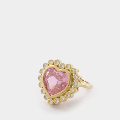 Numbering N-dia Heart Ring 3, Pink/gold Plated In Pink