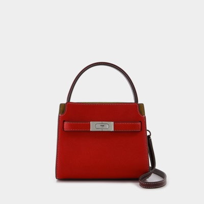 Shop Tory Burch Lee Radziwill Pebbled Petite Double Bag In Red