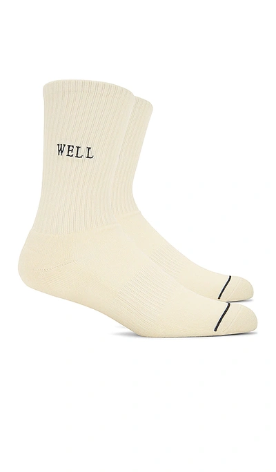 Shop Wellbeing + Beingwell Well Embroidered Tube Sock In Ivory Black