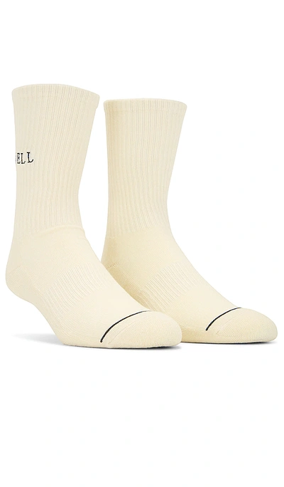 Shop Wellbeing + Beingwell Well Embroidered Tube Sock In Ivory Black