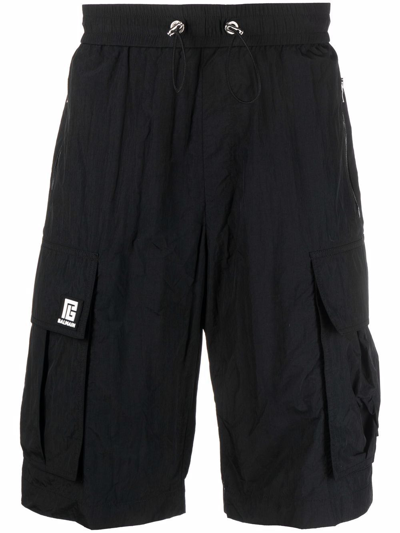 Shop Balmain Men's Black Polyester Shorts