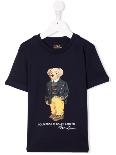 Shop Ralph Lauren Short Sleeve Teddy Bear T-shirt In Blue