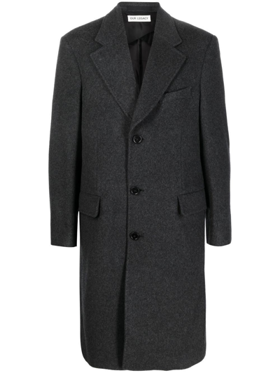 Shop Our Legacy Single-breasted Wool-cashmere Coat In Grey