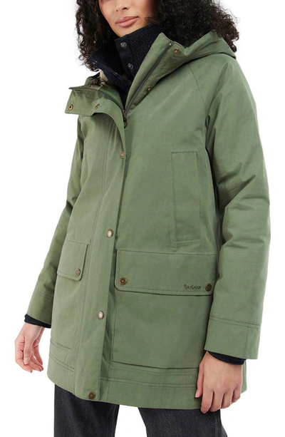 Shop Barbour Beadnell Waterproof Jacket In Moss Stone/ Ancient