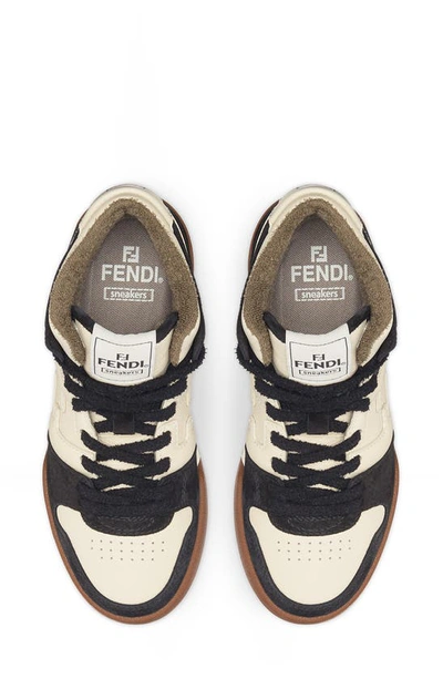 Shop Fendi Match Colorblock High Top Sneaker In Nero/ Milk/ Nero