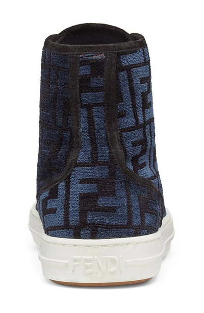 Shop Fendi Ff Domino High Top Sneaker In Nero Blue