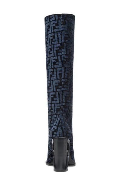 Shop Fendi Ff Tapestry Boot In Nero Blue