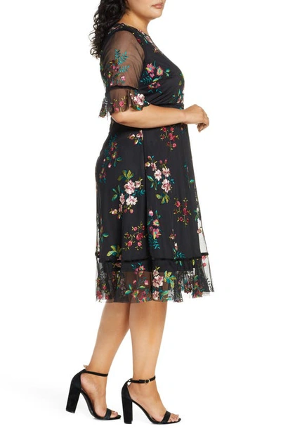 Shop Kiyonna Wildflower Embroidered Dress In Onyx