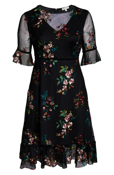 Shop Kiyonna Wildflower Embroidered Dress In Onyx