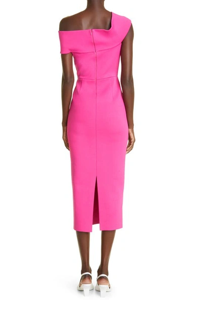 Shop St John One-shoulder Milano Knit Dress In Pink