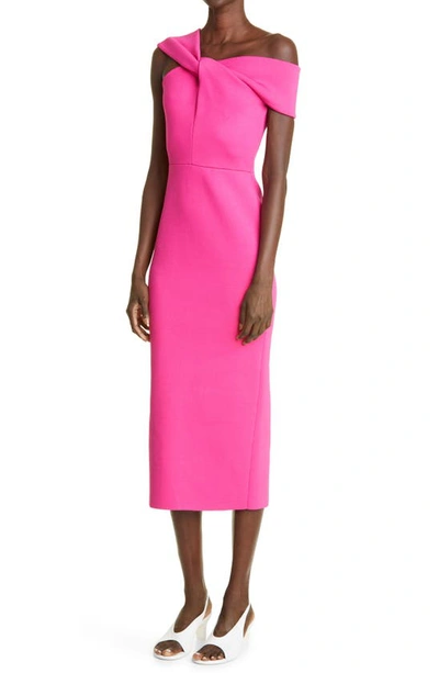 Shop St John One-shoulder Milano Knit Dress In Pink