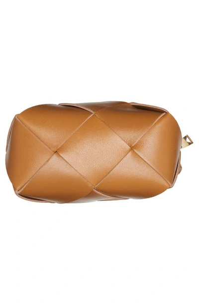 Shop Bottega Veneta Mini Intrecciato Leather Crossbody Bag In Camel 20-gold