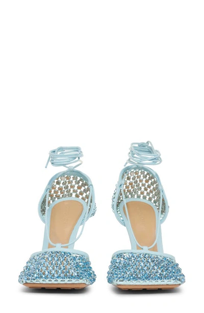 Shop Bottega Veneta Crystal Stretch Ankle Wrap Pump In Pale Blue