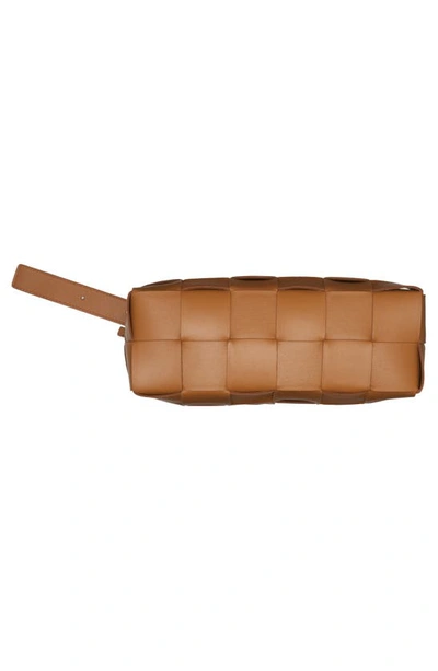 Shop Bottega Veneta Cassette Intrecciato Leather Shoulder Bag In Camel 20-gold