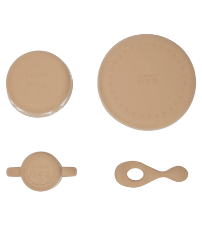 Shop Liewood Vivi Silicone Tableware Set In Dog/oat Mix