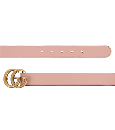 Shop Gucci Gg Leather Belt In Wild Rose