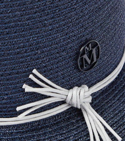 Shop Maison Michel Arsene Straw Bucket Hat In Navy