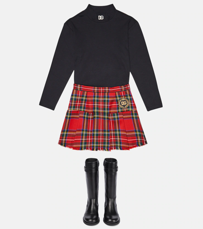 Shop Dolce & Gabbana Checked Wool Skirt In Quadri-check-tartan