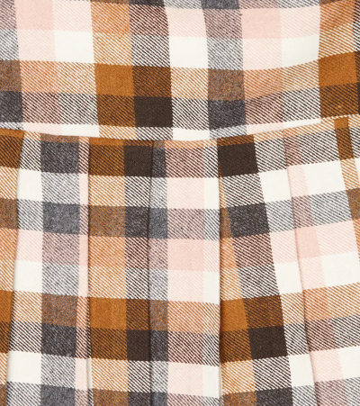 Il Gufo Check Skirt With Pleated Pattern In Blush Pink