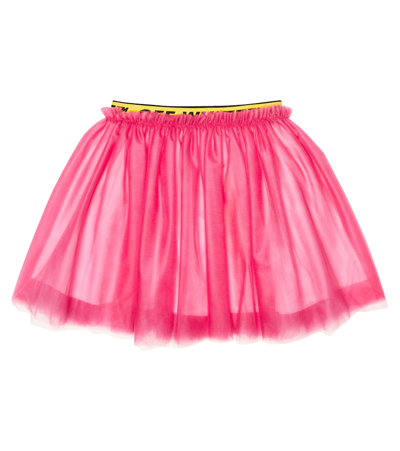 Shop Off-white Logo Tulle Skirt In Fuchsia Yellow