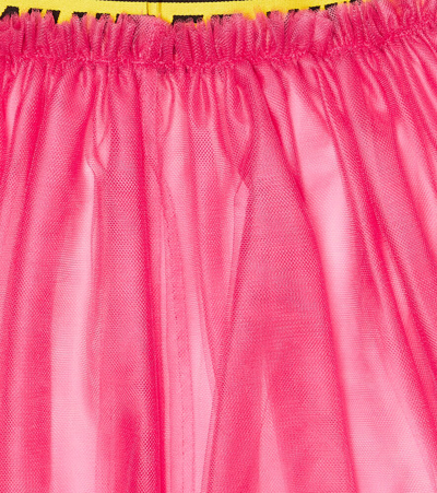 Shop Off-white Logo Tulle Skirt In Fuchsia Yellow