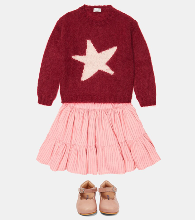 Morley Tiered Cotton And Wool Skirt In Flamingo