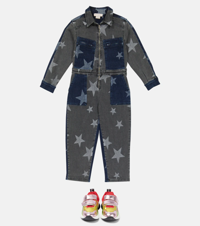 Shop Stella Mccartney Printed Denim Jumpsuit In Multicolor