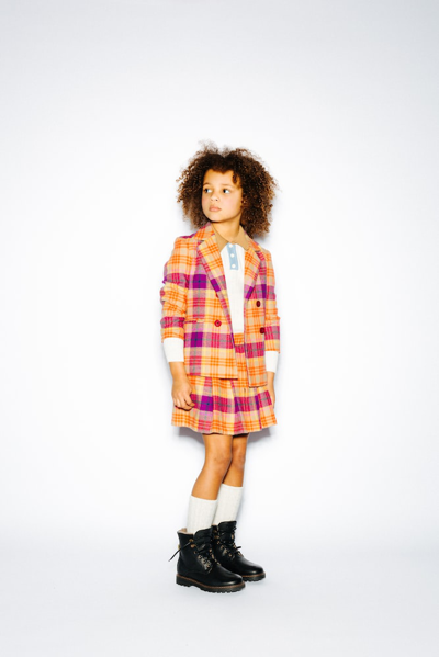 Paade Mode Checked Cotton Skort In Aspen Orange