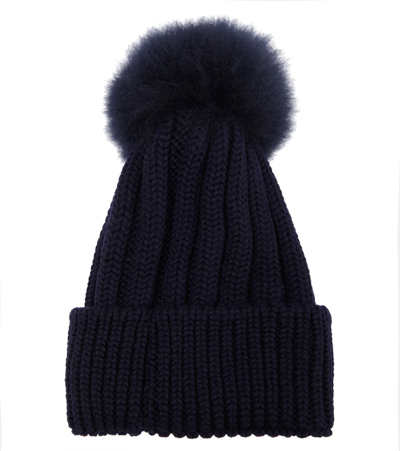 Shop Woolrich Pompom Virgin Wool Hat In Melton Blue