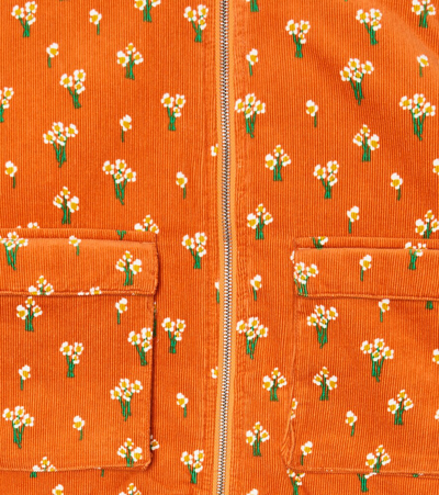 Shop Stella Mccartney Floral Padded Cotton Corduroy Jacket In Nocciola/multicolor