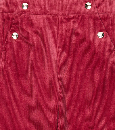 Chloé Ruffled Cotton Corduroy Dungarees In Red