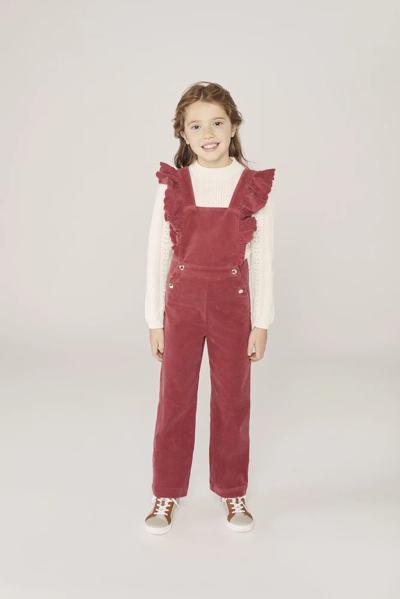 Chloé Ruffled Cotton Corduroy Dungarees In Red