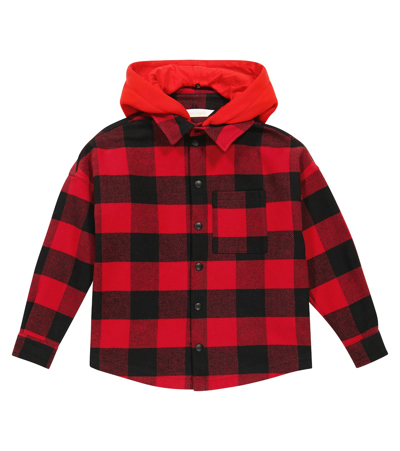 Shop Palm Angels Checked Cotton Shirt Jacket In Red Black