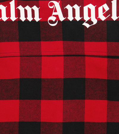 Palm Angels Checked Cotton Shirt Jacket In Red Black