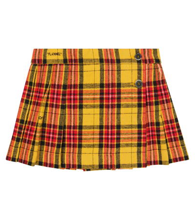 Shop Off-white Checked Pleated Cotton-blend Skirt In Yellow Black