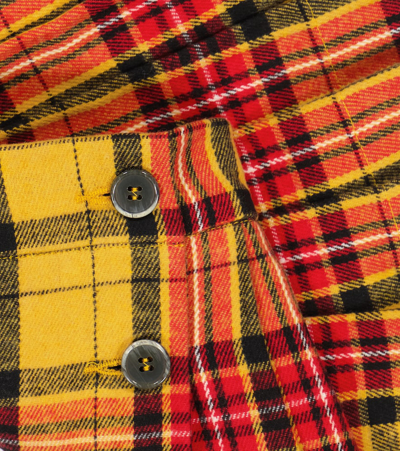 Off-white Checked Pleated Cotton-blend Skirt In Yellow Black