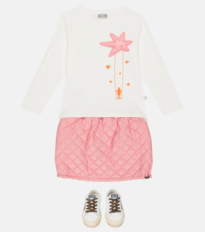 Il Gufo Quilted Padded Skirt In Bubble Pink