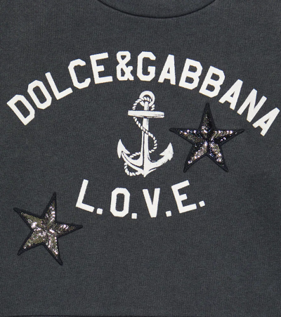 Shop Dolce & Gabbana Logo Cotton Jersey Sweatshirt In Blu Scurissimo 1