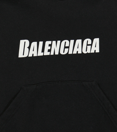 Shop Balenciaga Caps Logo Cotton Jersey Hoodie In Black/white