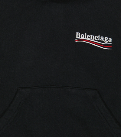 Shop Balenciaga Logo Cotton Jersey Hoodie In Black/white
