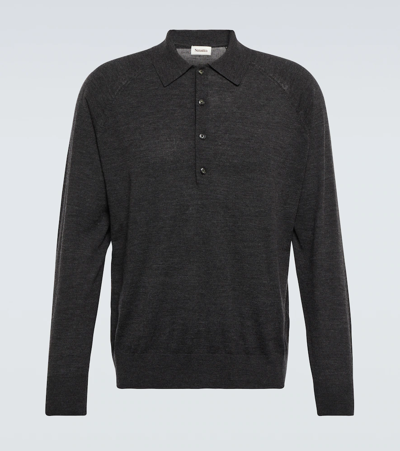 Shop Nanushka Plato Wool Polo Sweater In Charcoal