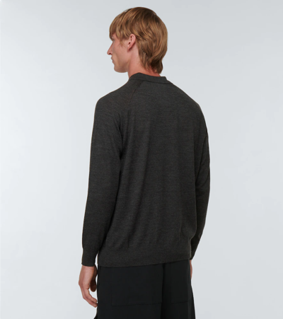 Shop Nanushka Plato Wool Polo Sweater In Charcoal