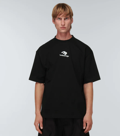 Shop Balenciaga Medium-fit Logo T-shirt In Black/white