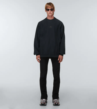 Shop Balenciaga Sporty B Cotton Sweatshirt In Black/black