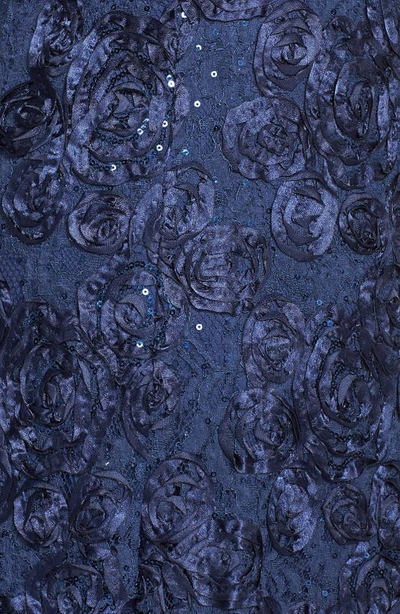 Alex Evenings Short Sleeve Lace Gown In Navy