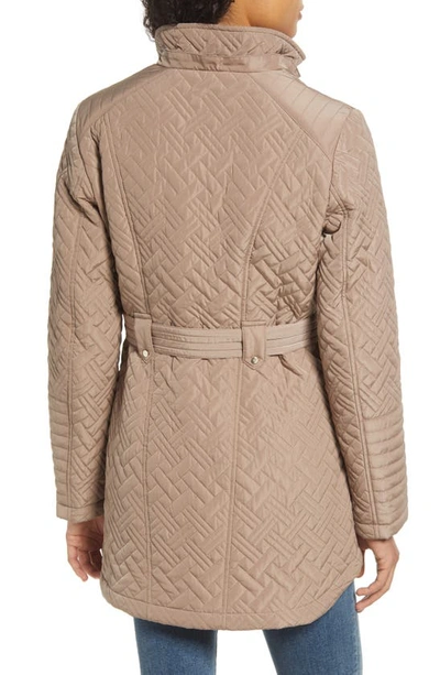 Shop Gallery Quilted Jacket With Removable Hood In Taupe Grey