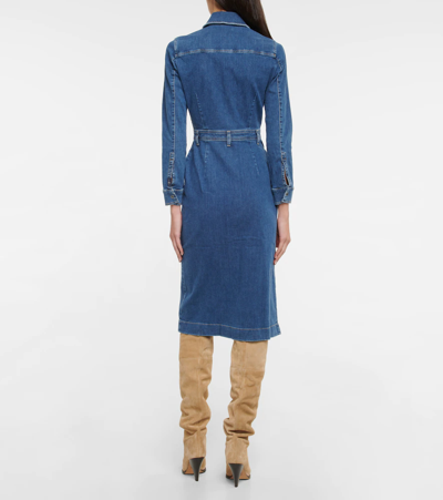 7 For All Mankind Luxe Denim Midi Dress In Mid Blue | ModeSens