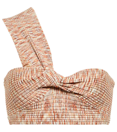 Shop Jonathan Simkhai Elyssa Rib-knit Crop Top In Cinnamon Space Dye