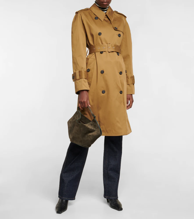 Shop Khaite Spellman Cotton Trench Coat In Khaki