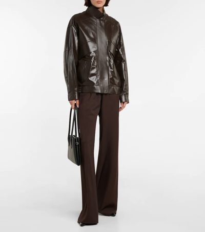 Shop The Row Efren Leather Jacket In Brown